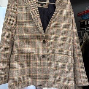J. Crew Plaid Blazer Jacket in Beige, Black, Red and Yellow